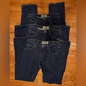 SET OF 3 MENS WRANGLER AUTHENTICS BLUE DENIM JEANS SZ 33x34 **EXCELLENT**